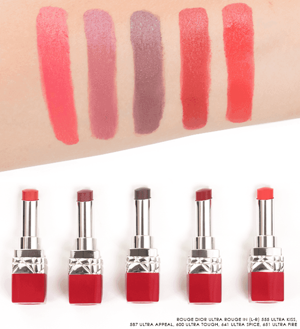 รูปภาพ:https://assets.escentual.com/blog/2018/08/Rouge-Dior-Ultra-Rouge-Lipstick-Swatches-in-555-Ultra-Kiss-587-Ultra-Appeal-600-Ultra-Tough-641-Ultra-Spice-651-Ultra-Fire-22.png