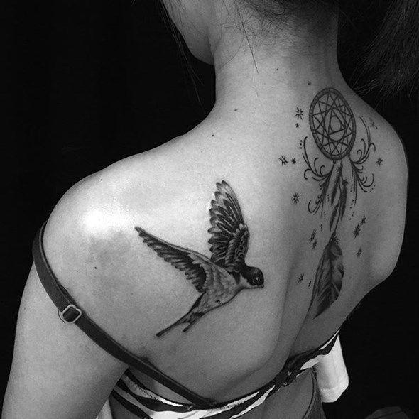 รูปภาพ:http://www.spiritustattoo.com/wp-content/uploads/2015/11/small-dreamcatcher-tattoo-design-for-women-on-back.jpg