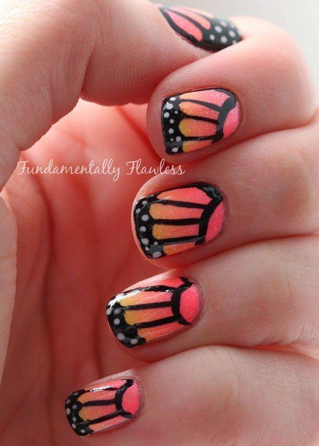 รูปภาพ:http://www.prettydesigns.com/wp-content/uploads/2014/08/Orange-Butterfly-Nail-Design.jpg