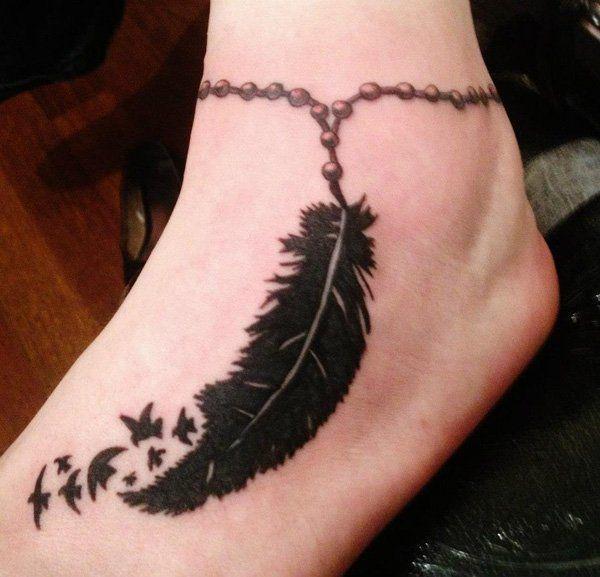 รูปภาพ:https://www.askideas.com/media/48/Black-Ink-Rosary-Feather-With-Flying-Birds-Tattoo-Design-For-Foot.jpg