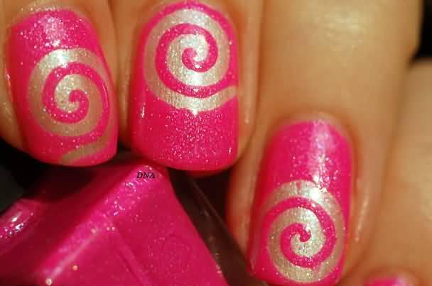 รูปภาพ:https://www.askideas.com/media/75/Hot-Pink-Nails-With-Silver-Spiral-Design-Nail-Art-Idea.jpg
