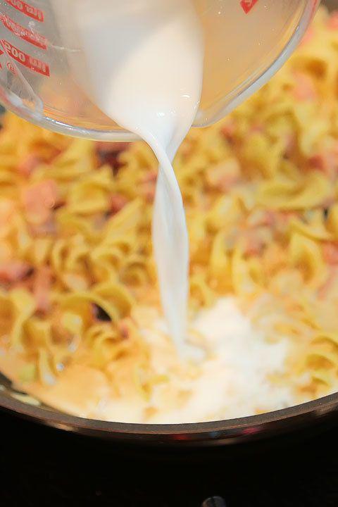 รูปภาพ:http://www.kevinandamanda.com/whatsnew/wp-content/uploads/2012/12/One-Dish-Skillet-Dinner-Peas-Ham-and-Creamy-Noodles-12.jpg