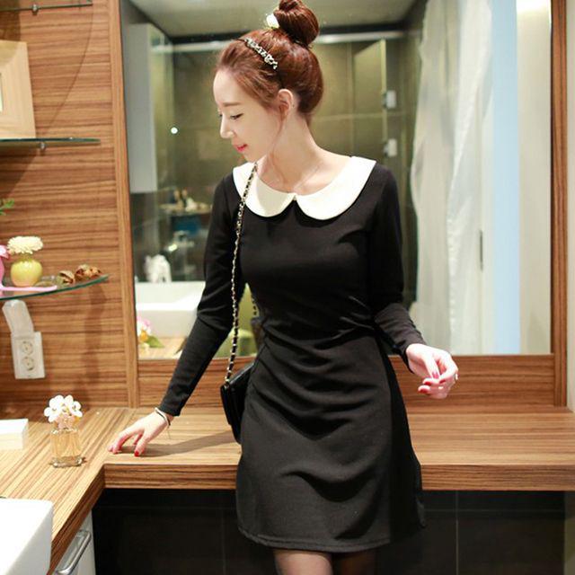 รูปภาพ:http://g03.a.alicdn.com/kf/HTB1bL2DIpXXXXaVXFXXq6xXFXXX9/Peter-Pan-Collar-Dresses-Korean-Style-short-long-sleeve-black-dress-with-a-white-collar-women.jpg