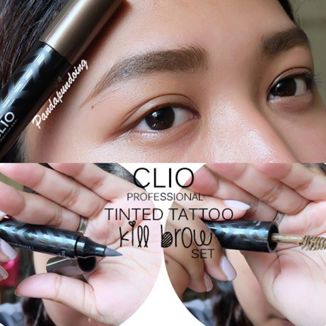 ภาพประกอบบทความ รีวิวที่เขียนคิ้ว + ลิปทินต์ 'CLIO Tinted Tattoo Kill Brow Tattoo Makeup Set'