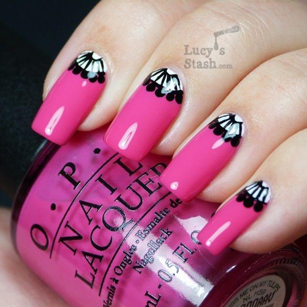 รูปภาพ:https://www.askideas.com/media/77/Hot-Pink-Nails-With-Black-And-White-Half-Moon-Nail-Art-Design-Idea.jpg