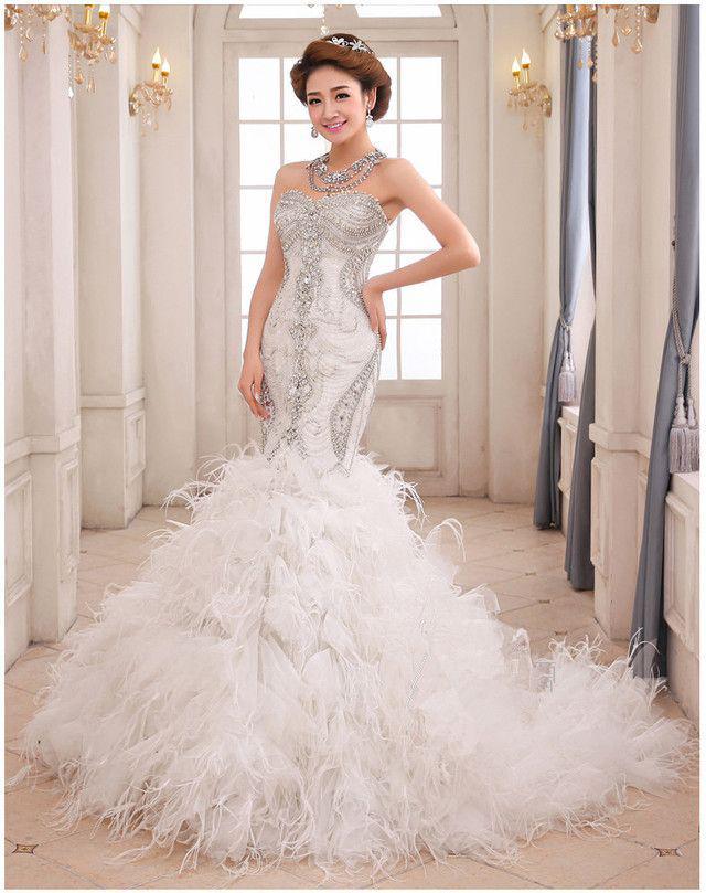 รูปภาพ:https://ae01.alicdn.com/kf/HTB1iyY9KFXXXXcGXpXXq6xXFXXXz/Luxury-Sweetheart-Beaded-Crystals-Sleeveless-Feather-Mermaid-font-b-Wedding-b-font-font-b-Dresses-b.jpg