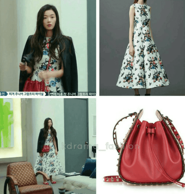 รูปภาพ:http://cdn.koreaboo.com/wp-content/uploads/2017/01/VALENTINO-RESORT-Fit-Flare-Floral-Print-Silk-Dress-with-VALENTINO-Leather-Rockstud-Bucket-Bag.png