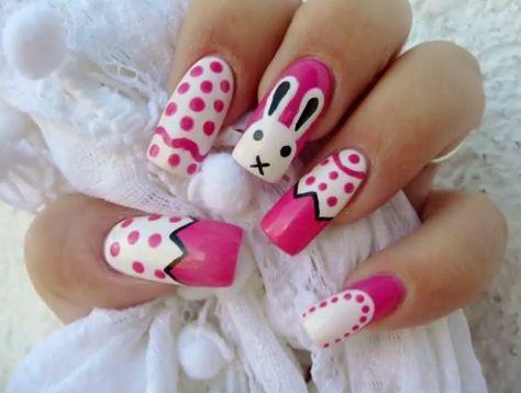รูปภาพ:http://www.prettydesigns.com/wp-content/uploads/2017/02/Pink-and-White-Bunny-Nails.jpg