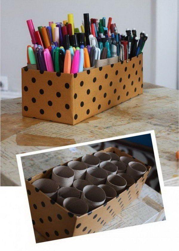 รูปภาพ:http://hative.com/wp-content/uploads/2014/11/office-organizing-ideas/11-organizer-shoe-box-toilet-paper-tubes.jpg