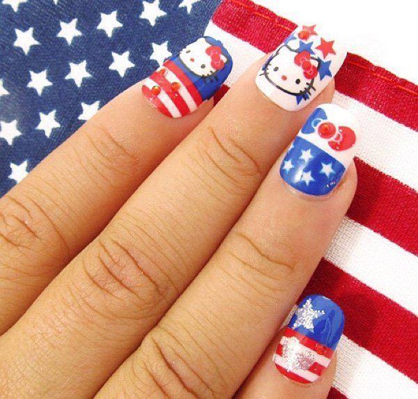 รูปภาพ:http://www.prettydesigns.com/wp-content/uploads/2015/10/Flag-Inspired-Hello-Kitty-Nail-Design.jpg