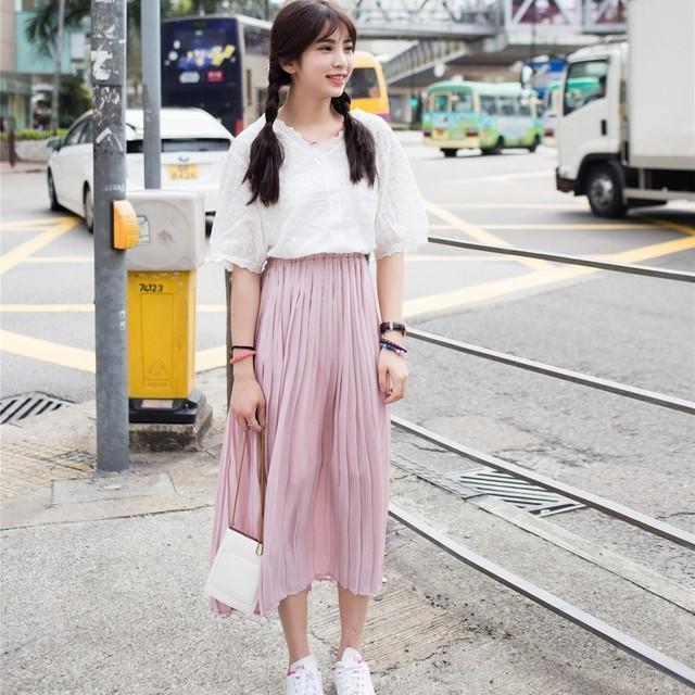 รูปภาพ:https://ae01.alicdn.com/kf/HTB1BRGdJFXXXXXtaXXXq6xXFXXXP/skirts-womens-harajuku-2016-korean-black-skirt-summer-skirt-new-cute-pleated-skirt-kawaii-long-skirt.jpg