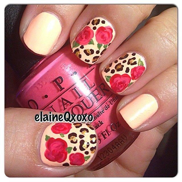 รูปภาพ:http://shortnaildesigns.net/wp-content/uploads/2015/03/roses-and-leopard-nail-art.jpg