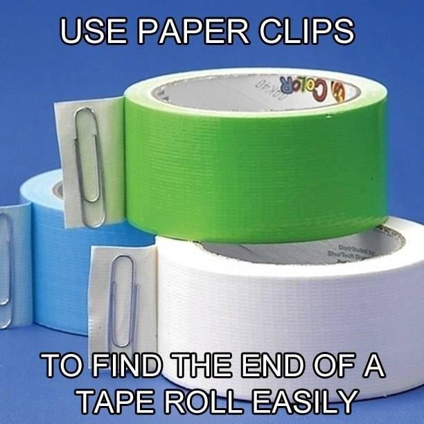 รูปภาพ:https://twistedsifter.files.wordpress.com/2013/10/use-paper-clips-to-find-the-end-of-a-tape-roll.jpg?w=612&h=612