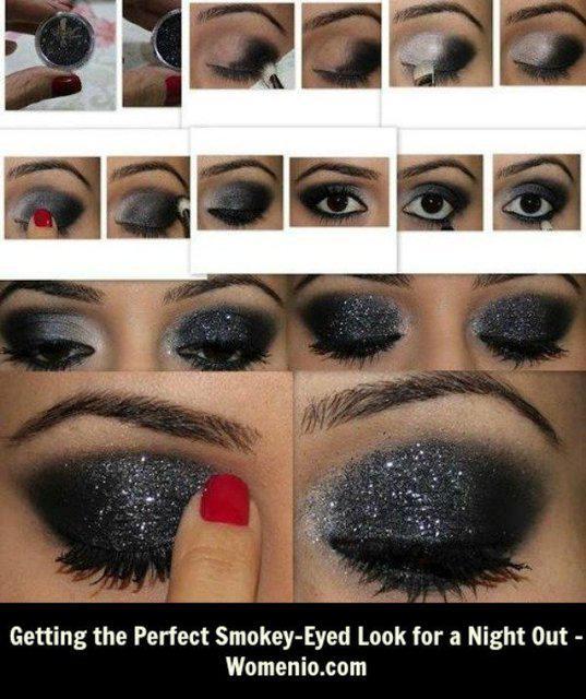 รูปภาพ:http://www.prettydesigns.com/wp-content/uploads/2014/08/Step-by-Step-Black-Shimmer-Smoky-Eye-Makeup-Tutorial.jpg