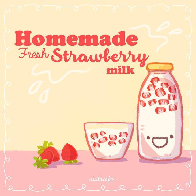 ตัวอย่าง ภาพหน้าปก:Homemade Fresh Strawberry Milk♥ นมสตรอว์เบอร์รี่ ทำได้ด้วยตัวเอง!