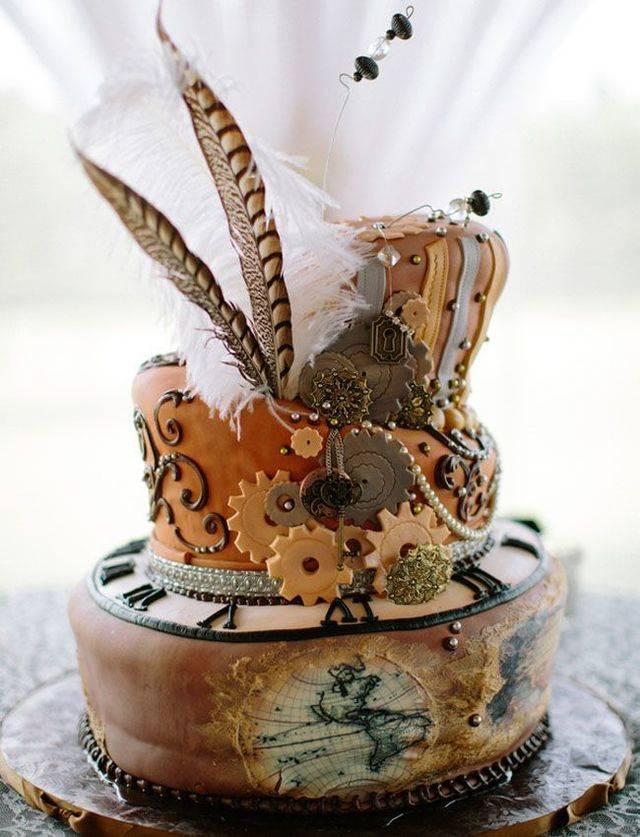 รูปภาพ:http://www.deerpearlflowers.com/wp-content/uploads/2015/05/seriously-stylish-steampunk-wedding-cake.jpg