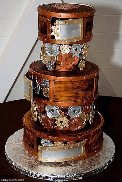 รูปภาพ:http://www.deerpearlflowers.com/wp-content/uploads/2015/05/Steampunk-wedding-cake.jpg