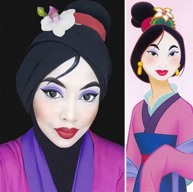 รูปภาพ:http://static.boredpanda.com/blog/wp-content/uploads/2016/02/hijab-disney-princesses-makeup-queen-of-luna-34__700.jpg