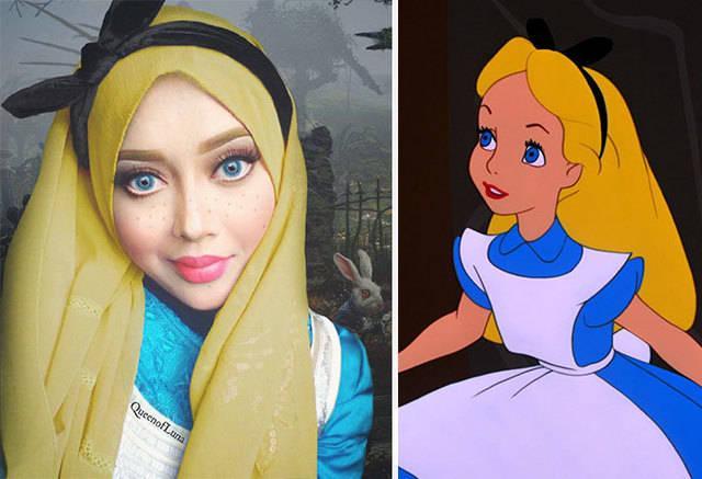 รูปภาพ:http://static.boredpanda.com/blog/wp-content/uploads/2016/02/hijab-disney-princesses-makeup-queen-of-luna-40__700.jpg