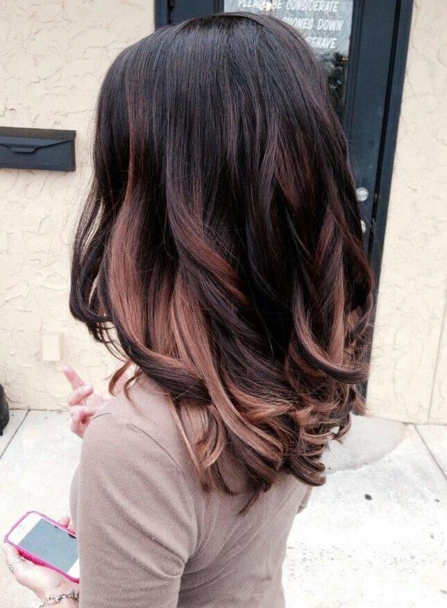 รูปภาพ:http://pophaircuts.com/images/2015/04/Black-Hair-with-Rose-Gold-Highlights-Hairstyles-Ombre-Long-Hair.jpg
