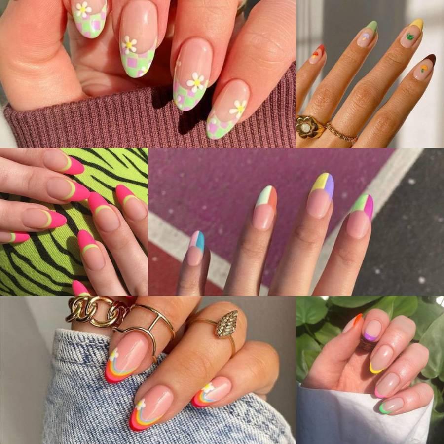 ภาพประกอบบทความ สดใสไม่ไหว! ส่อง 50 ไอเดียลายเล็บ " สีสดใส Colorful ในสไตล์ French Nails " เทรนด์ฮอตปี 2021