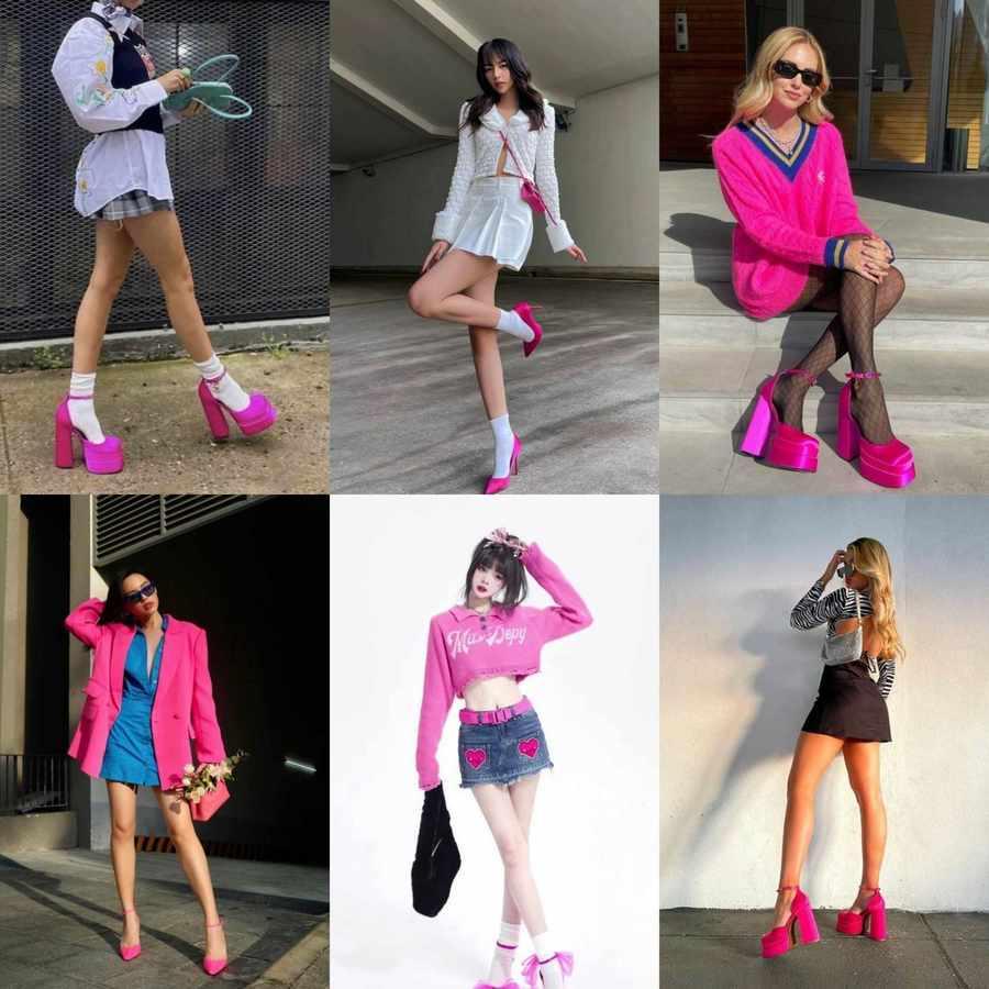 ภาพประกอบบทความ รองเท้าส้นสูงสีชมพู รวมไอเดียแมทช์แฟชั่นไฮฮีล ฉบับ I'm a Barbie girl