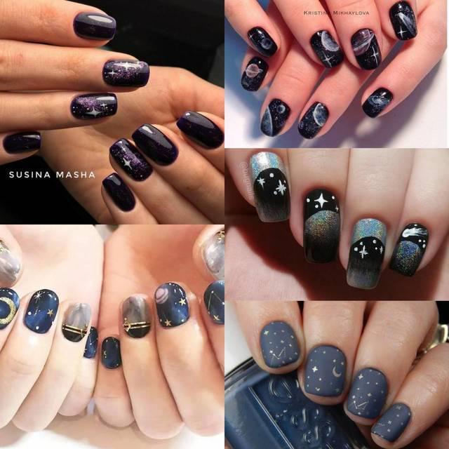 ภาพประกอบบทความ รวมไอเดียเล็บลาย "Galaxy Nails" สีเข้มประดับดวงดาววิบวับ ✨ ดูสวยงามน่าค้นหาแบบสุด