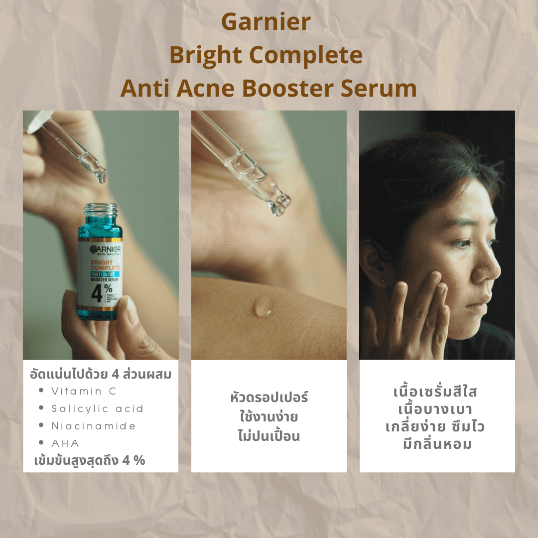 ภาพหน้าปก สยบปัญหาสิว สร้างผิวใสด้วย Garnier Bright Complete Anti Acne Booster Serum ที่:1