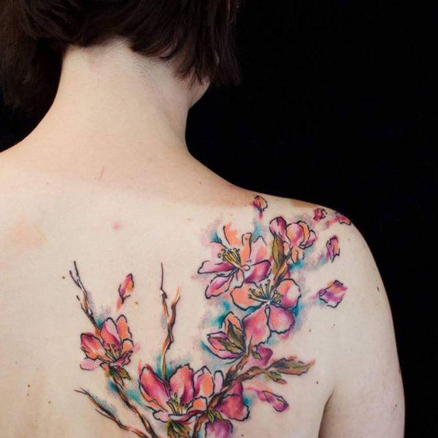 ภาพประกอบบทความ 29 รอยสักลายซากุระ "Cherry Blossom Tattoo" สวยๆ 