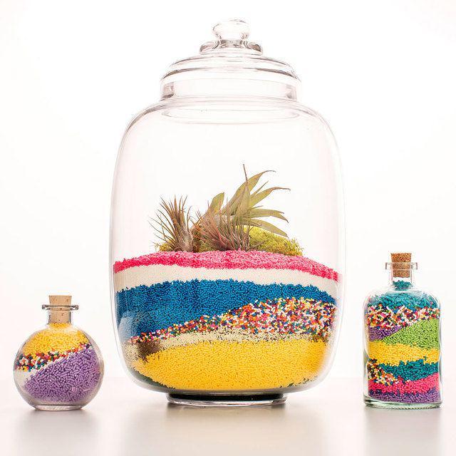 ภาพประกอบบทความ DIY 'งานศิลปะแสนสวยในขวดโหล' ทำง่ายๆ แค่ใช้ 'เกล็ดน้ำตาลหลากสี'