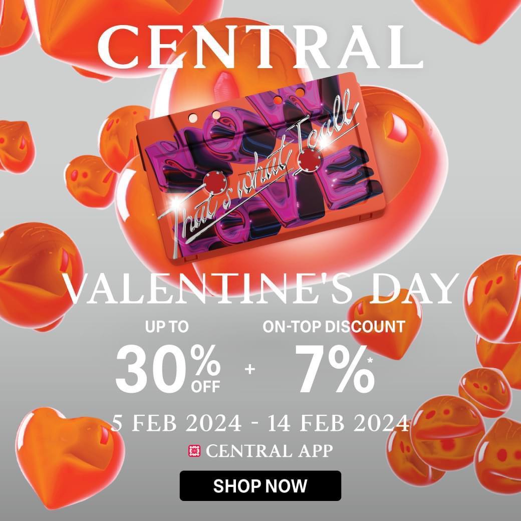 ภาพหน้าปก CENTRAL ONLI NE Valentine's Day 2024 Up to 30% off Code on top 7%  ที่:0