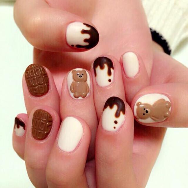 ตัวอย่าง ภาพหน้าปก:รวมสไตล์เพ้นท์เล็บสุดคิ้วท์เหมือนช็อกโกแลต 'Chocolate Nail'