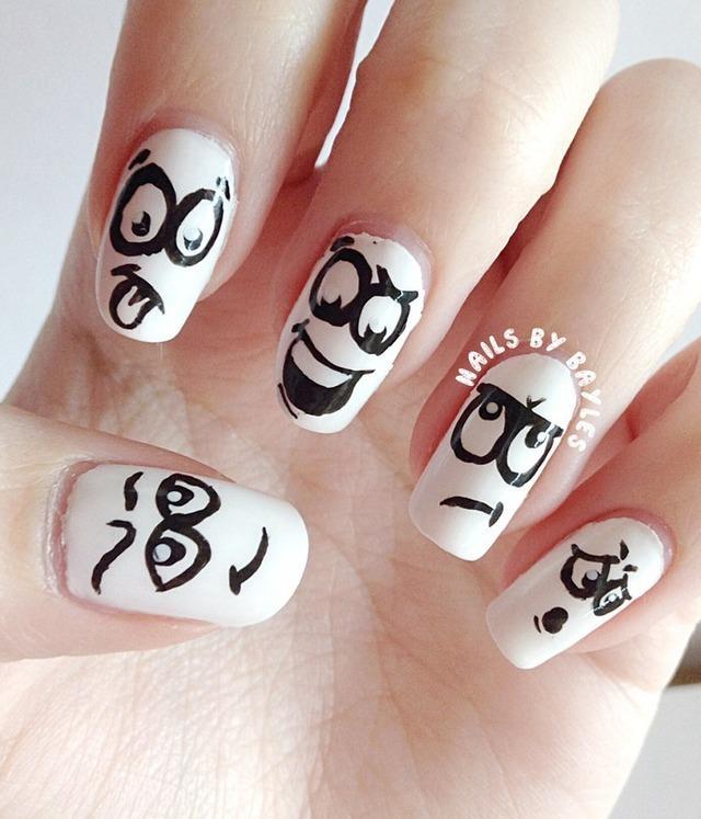 รูปภาพ:http://bmodish.com/wp-content/uploads/2015/05/silly-face-nail-art-bmodish.jpg