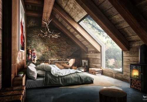 รูปภาพ:http://messagenote.com/wp-content/uploads/2015/07/An-attic-bedroom-that-opens-up-into-the-forest-is-like-a-grown-up-treehouse-in-this-design..jpg