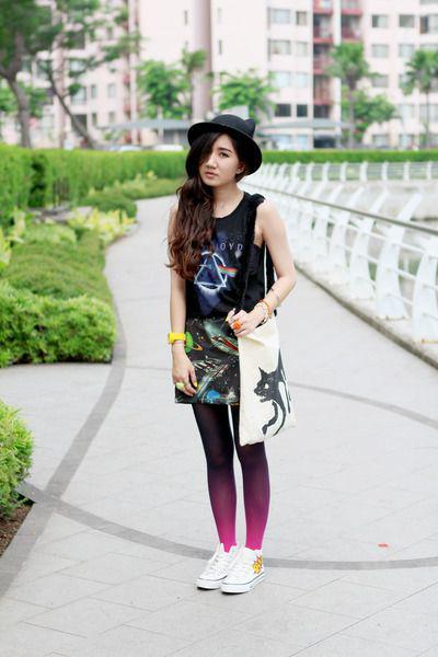 รูปภาพ:http://images2.chictopia.com/photos/pourprepapillon/3206032735/black-mini-pink-floyd-h-m-dress-black-hat-charcoal-gray-ombre-topshop-tights_400.jpg