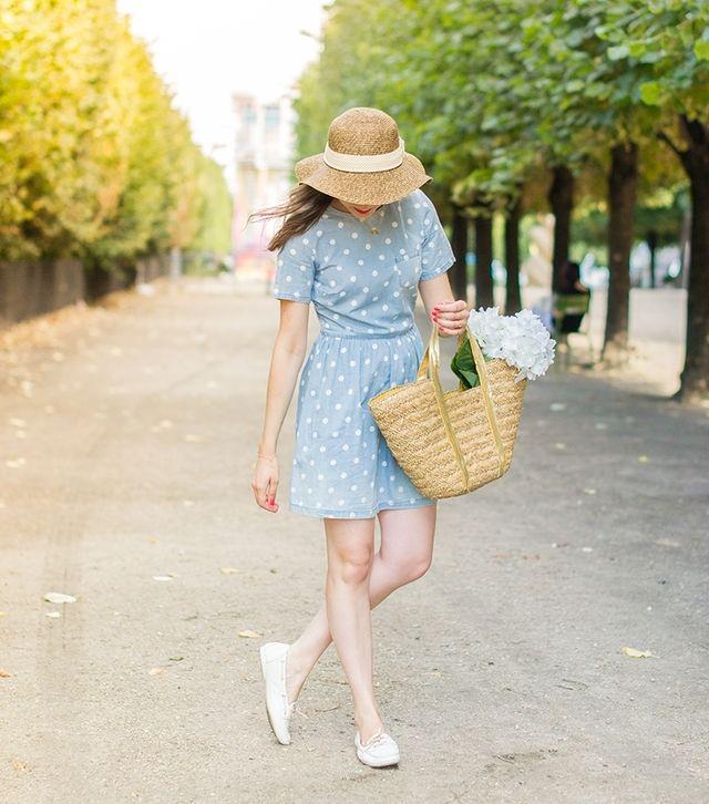 รูปภาพ:http://glamradar.com/wp-content/uploads/2016/06/1.-polka-dots-dress-with-summer-hat-and-woven-bag.jpg