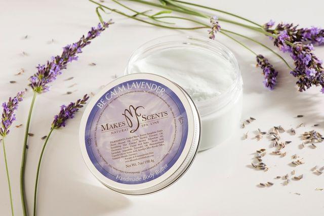 รูปภาพ:http://makesscentsspaline.com/wp-content/uploads/2014/02/be-calm-lavender-body-butter-makes-scents-natural-spa-line.jpg