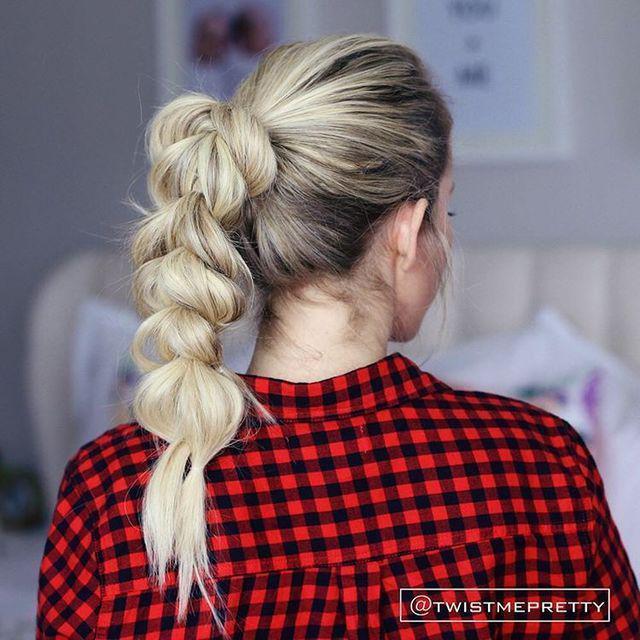 รูปภาพ:http://i1.wp.com/therighthairstyles.com/wp-content/uploads/2016/06/3-ponytail-into-pull-through-braid.jpg?resize=750%2C750