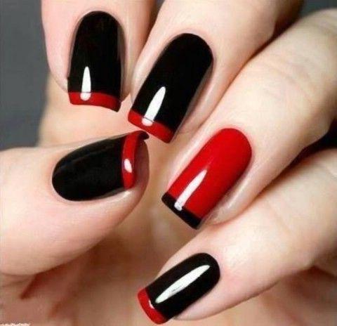 รูปภาพ:http://www.diyncrafts.com/wp-content/uploads/2015/10/9-black-red-minimalist-nails.jpg