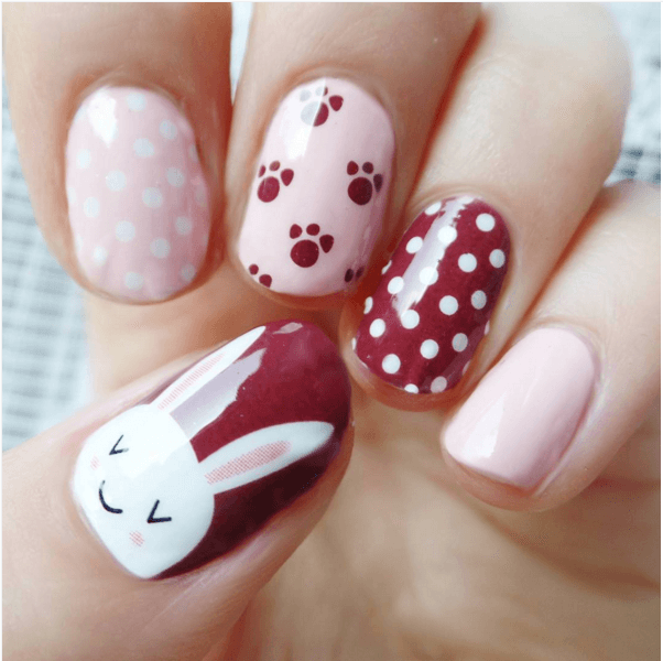 รูปภาพ:http://bmodish.com/wp-content/uploads/2016/02/pink-and-burgundy-cute-bunny-nail-design-bmodish.png