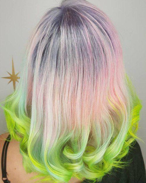 รูปภาพ:http://i1.wp.com/therighthairstyles.com/wp-content/uploads/2016/10/14-light-pastel-pink-hair-with-lime-dip-dye.jpg?resize=500%2C625