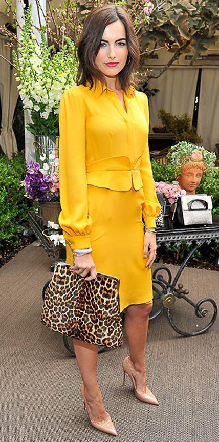 รูปภาพ:http://www.prettydesigns.com/wp-content/uploads/2016/10/Yellow-Dress-and-Leopard-Handbag.jpg