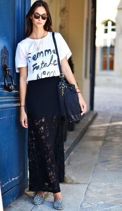 รูปภาพ:https://threeheels.files.wordpress.com/2011/10/elevate-a-casual-t-shirt-with-an-elegant-lace-skirt.jpg