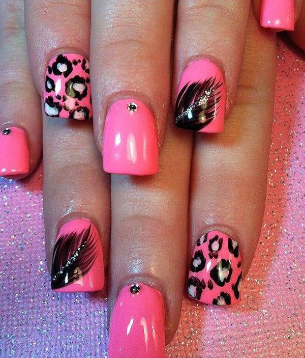 รูปภาพ:http://nenuno.co.uk/wp-content/uploads/2015/10/pink-leopard-feather-nails.jpg
