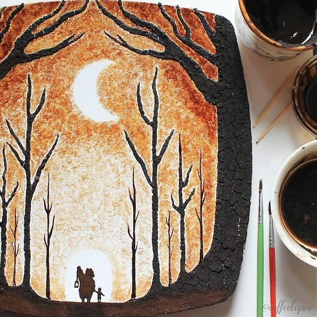 รูปภาพ:http://static.boredpanda.com/blog/wp-content/uploads/2015/07/coffee-painting-leaf-grounds-ghidaq-al-nizar-coffeetopia-10.jpg