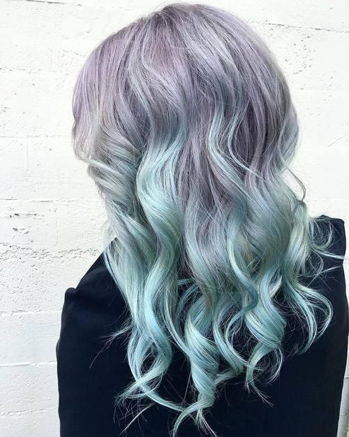 รูปภาพ:http://i0.wp.com/therighthairstyles.com/wp-content/uploads/2016/04/19-pastel-purple-to-teal-ombre-hair.jpg?w=500