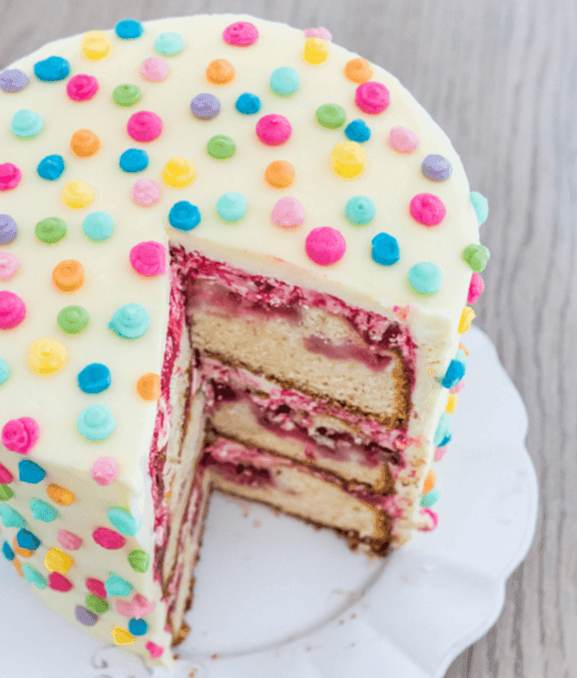 รูปภาพ:https://images.britcdn.com/wp-content/uploads/2016/03/Polka-Dot-Icing-Cake-with-Strawberry-Rhubarb.png?fit=max&w=800