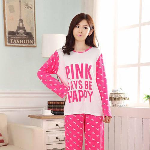 รูปภาพ:http://g02.a.alicdn.com/kf/HTB1gpQXHFXXXXciaXXXq6xXFXXXQ/Pink-pajamas-women-indoor-sleep-dress-winter-night-pijama-says-be-happy-SSBBHH.jpg