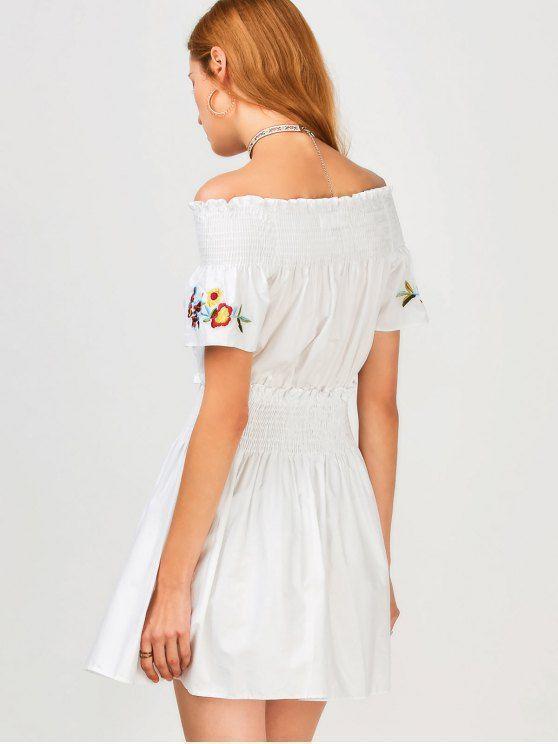 รูปภาพ:https://i2.wp.com/www.ecstasycoffee.com/wp-content/uploads/2017/05/Floral-Embroidered-Smocked-Off-Shoulder-Dress.jpg?w=558