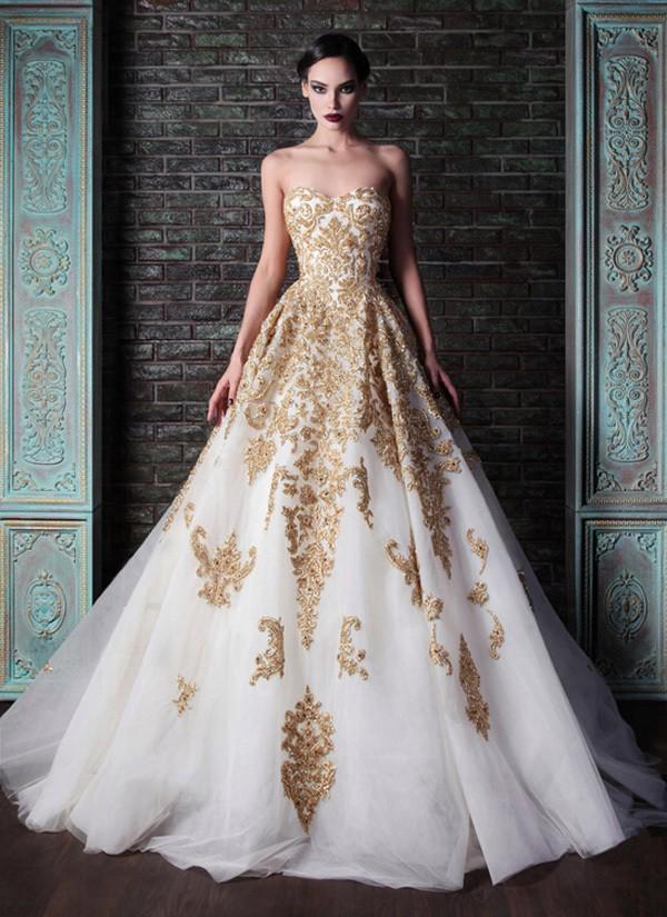 รูปภาพ:http://www.elegantweddinginvites.com/wp-content/uploads/2015/04/rami-kadi-vintage-gold-a-line-wedding-dresses.jpg